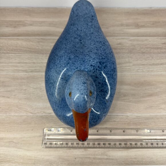 Calico China Blue Speckled Duck Figurine Vintage Ceramic Home Decor - Picture 11 of 12